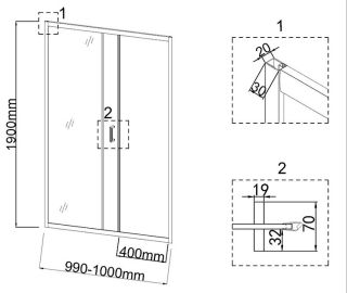 Душевая дверь Niagara NG-43-10AG 100см золото/прозрачное